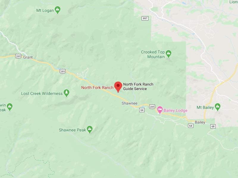Map of North Fork Ranch and surrounding areas