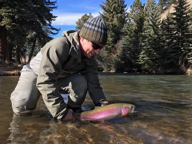 Large Rainbow Trout caught in Colorado on Private Water with North Fork Ranch Guide Service.