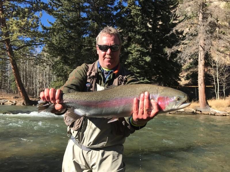 Rainbow Trout madness in Colorado on the Private Water section fly fishing with North Fork Ranch Guide Service.