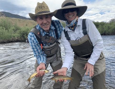 Two gorgeous Brown Trout caught on a Tarryall River Ranch Fly Fishing Trip with, North Fork Ranch Guide Service, at the convergence of the Tarryall Creek and the South Platte River.