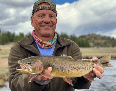 Large Rainbow Trout caught on the South Platte River during one of North Fork Ranch Guide Service’s Abell River Ranch Guided Fly Fishing Trips.